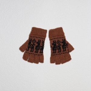 Klassiker - Braune fingerlose Handschuhe mit Alpaka