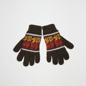Klassiker - Grüne Fingerhandschuhe mit Alpaka-Motiv